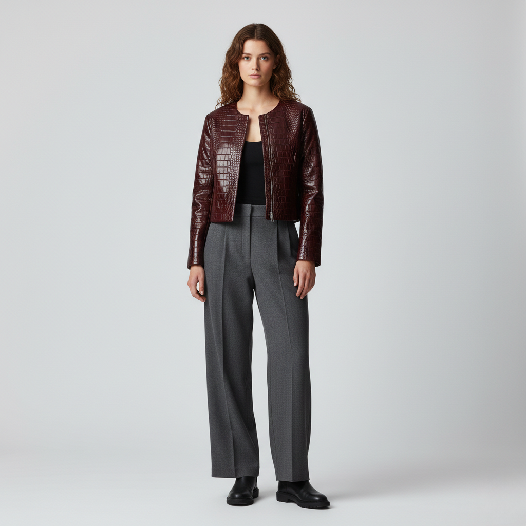 Giacca con motivo coccodrillo stile pelle da donna