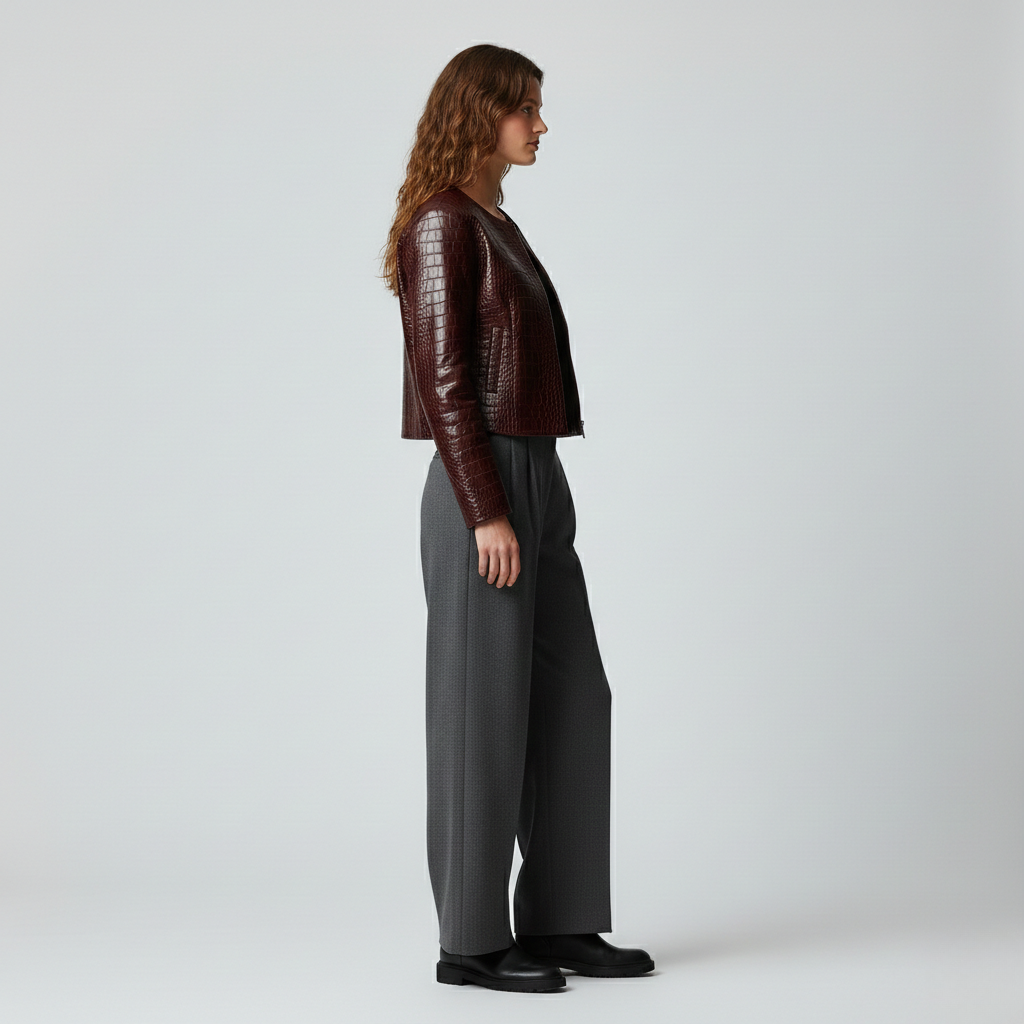 Giacca con motivo coccodrillo stile pelle da donna