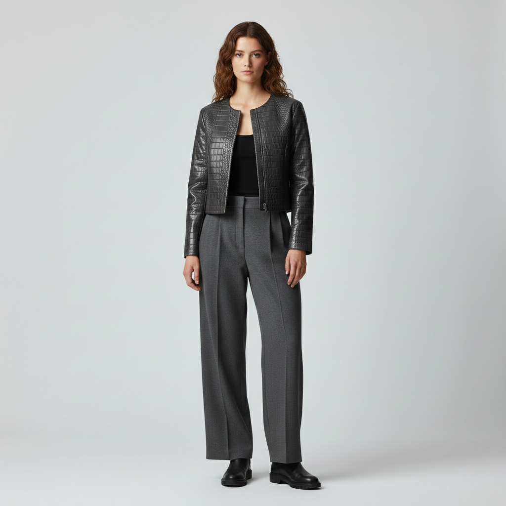 Giacca con motivo coccodrillo stile pelle da donna