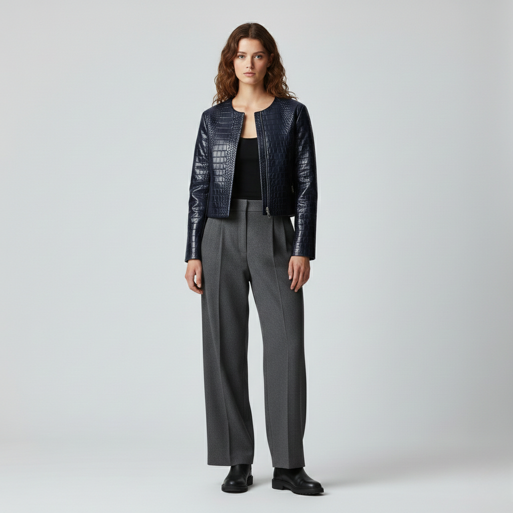 Giacca con motivo coccodrillo stile pelle da donna