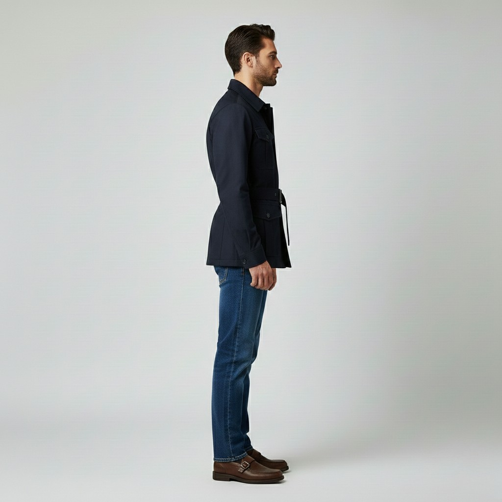 Giacca con cintura stile utility da uomo