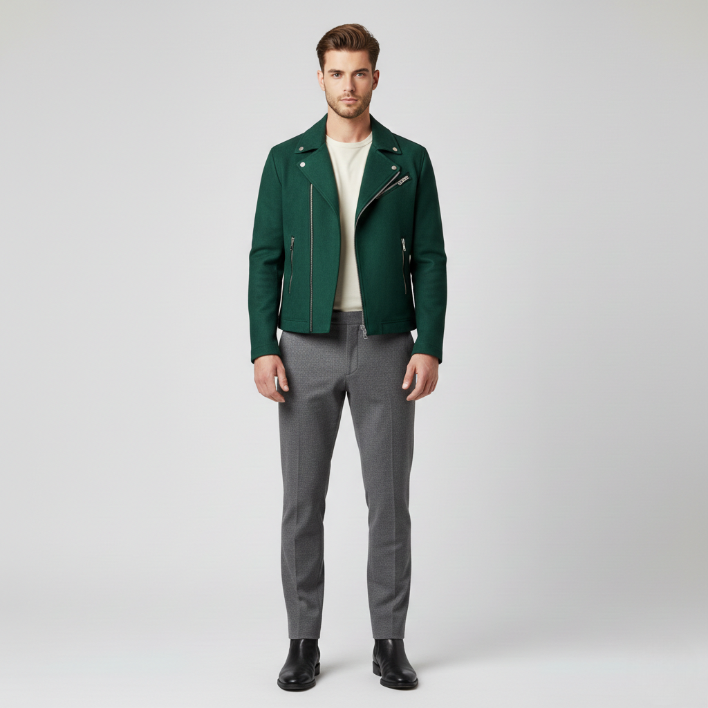 Giacca con zip stile biker da uomo
