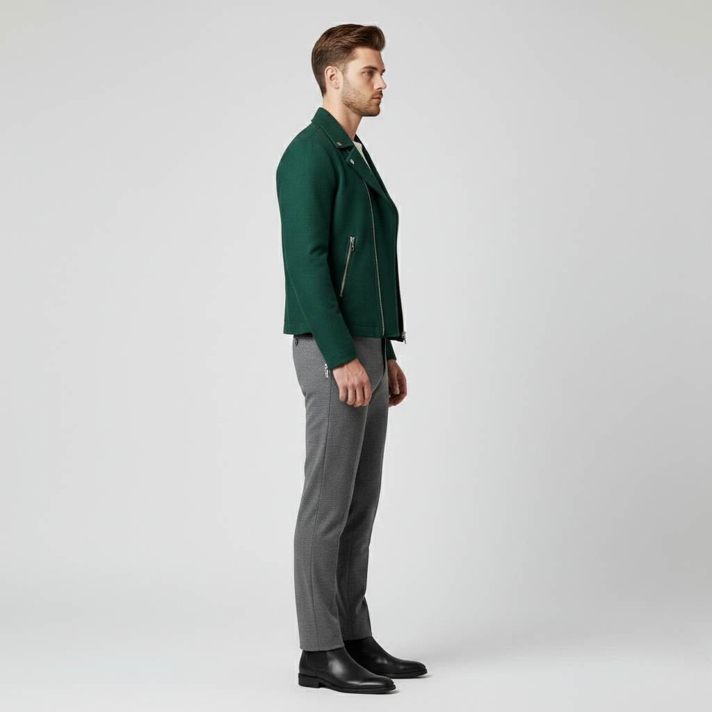 Giacca con zip stile biker da uomo