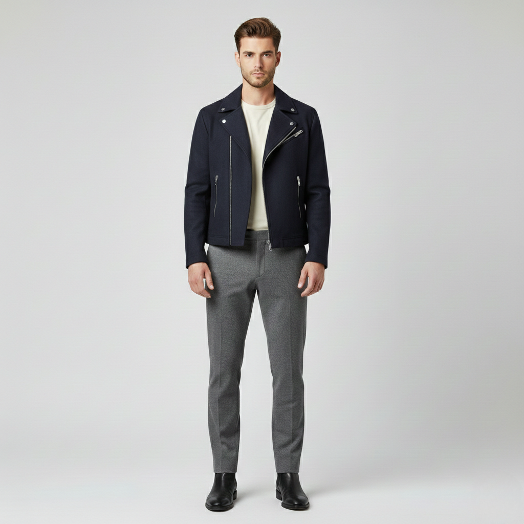 Giacca con zip stile biker da uomo