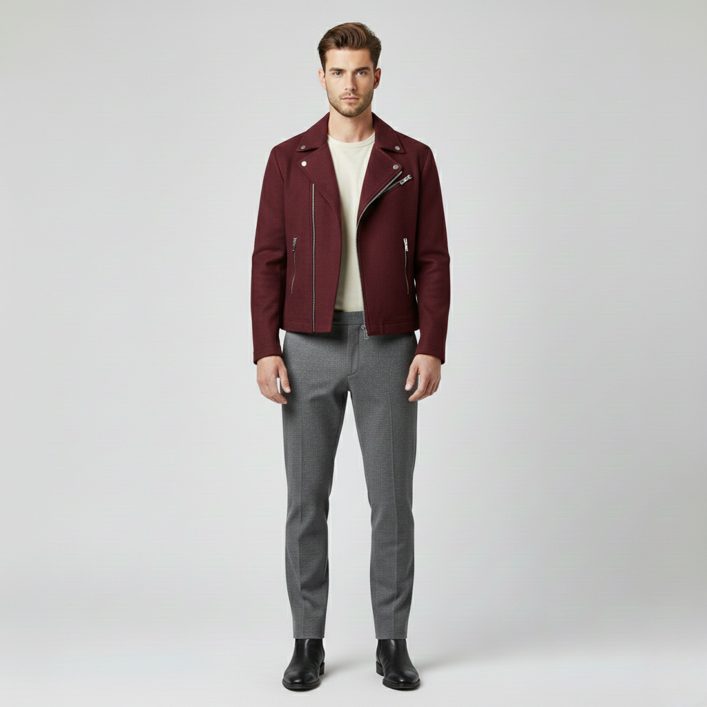 Giacca con zip stile biker da uomo