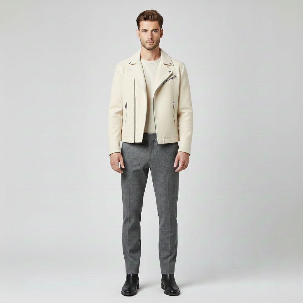 Giacca con zip stile biker da uomo