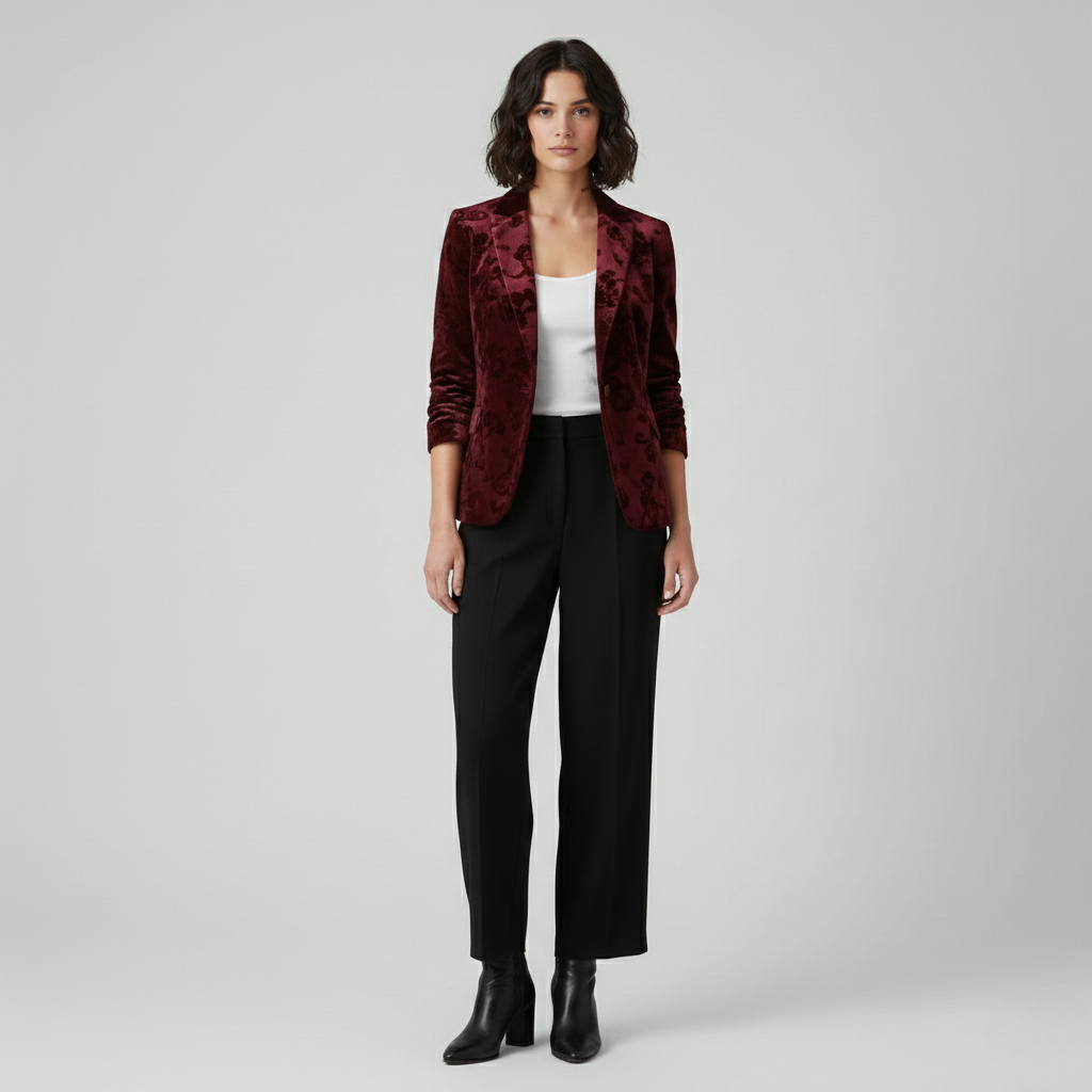 Blazer effetto velluto dal taglio sartoriale da donna