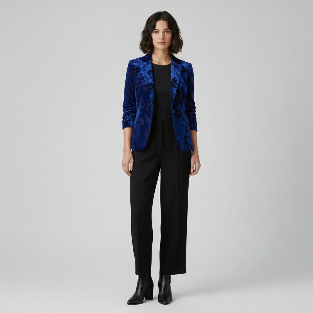 Blazer effetto velluto dal taglio sartoriale da donna