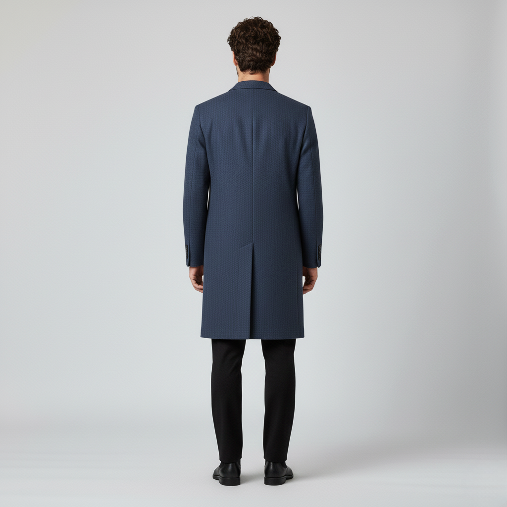 Cappotto con taglio lungo con superficie lavorata da uomo
