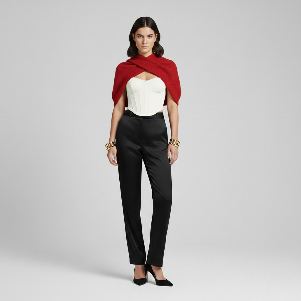 Mantella con taglio incrociato in maglia da donna