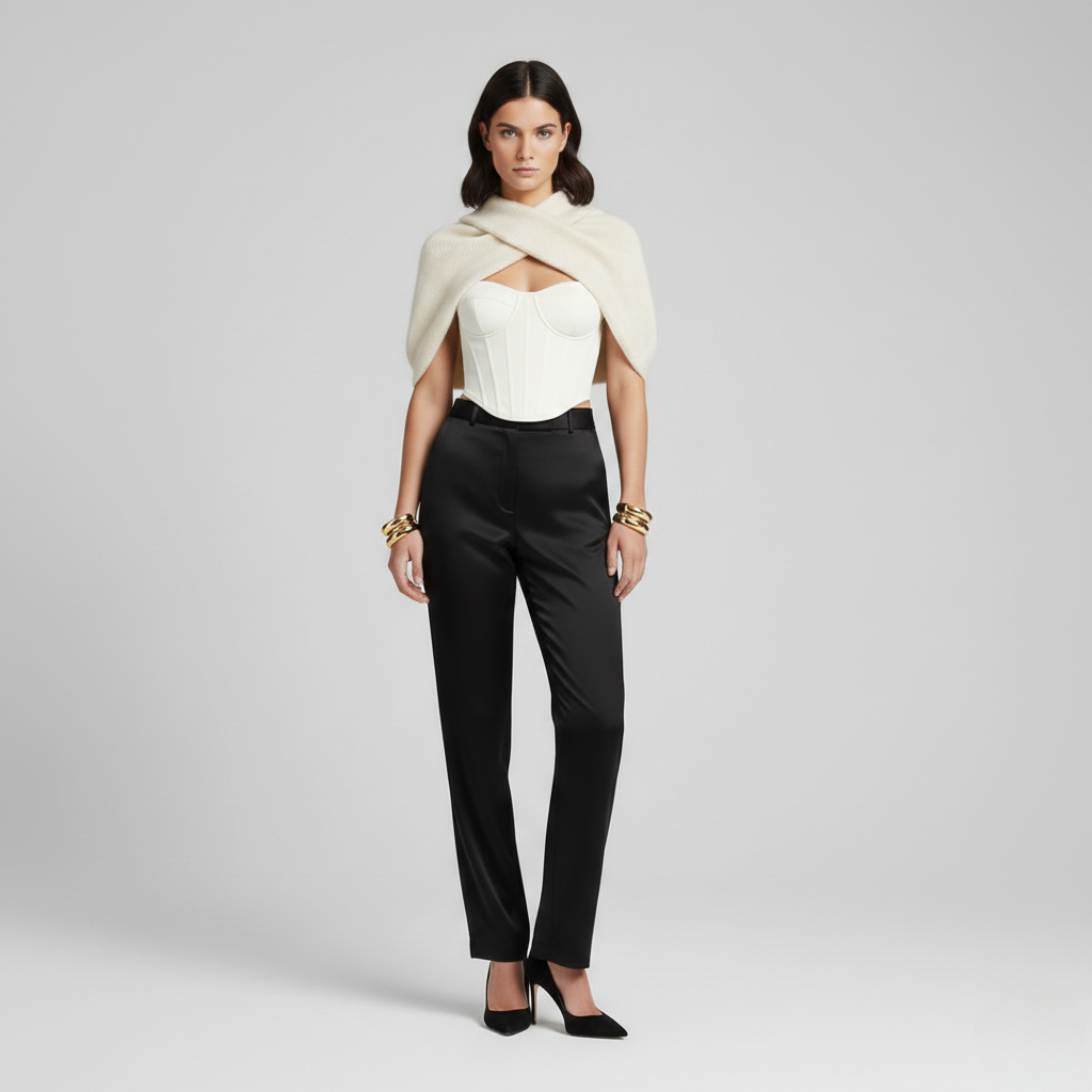 Mantella con taglio incrociato in maglia da donna