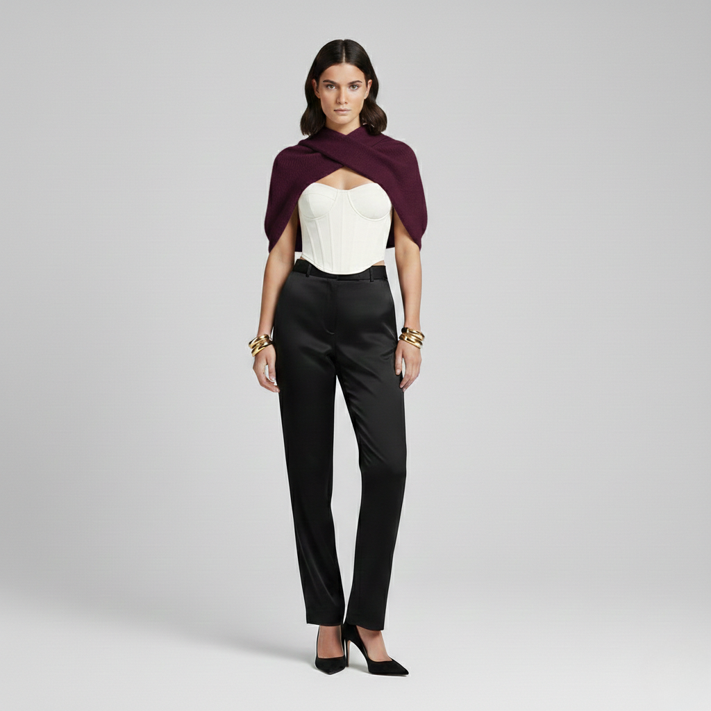 Mantella con taglio incrociato in maglia da donna