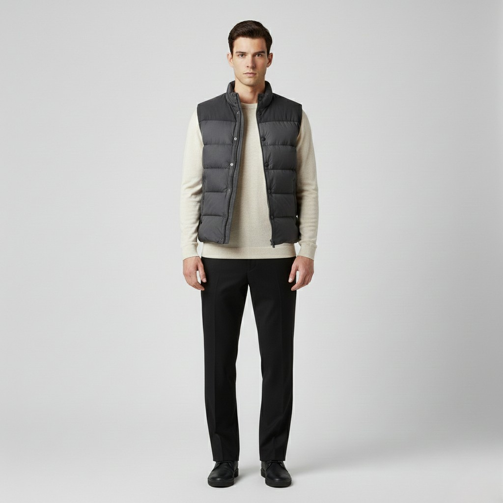 Gilet con trapuntatura senza maniche da uomo