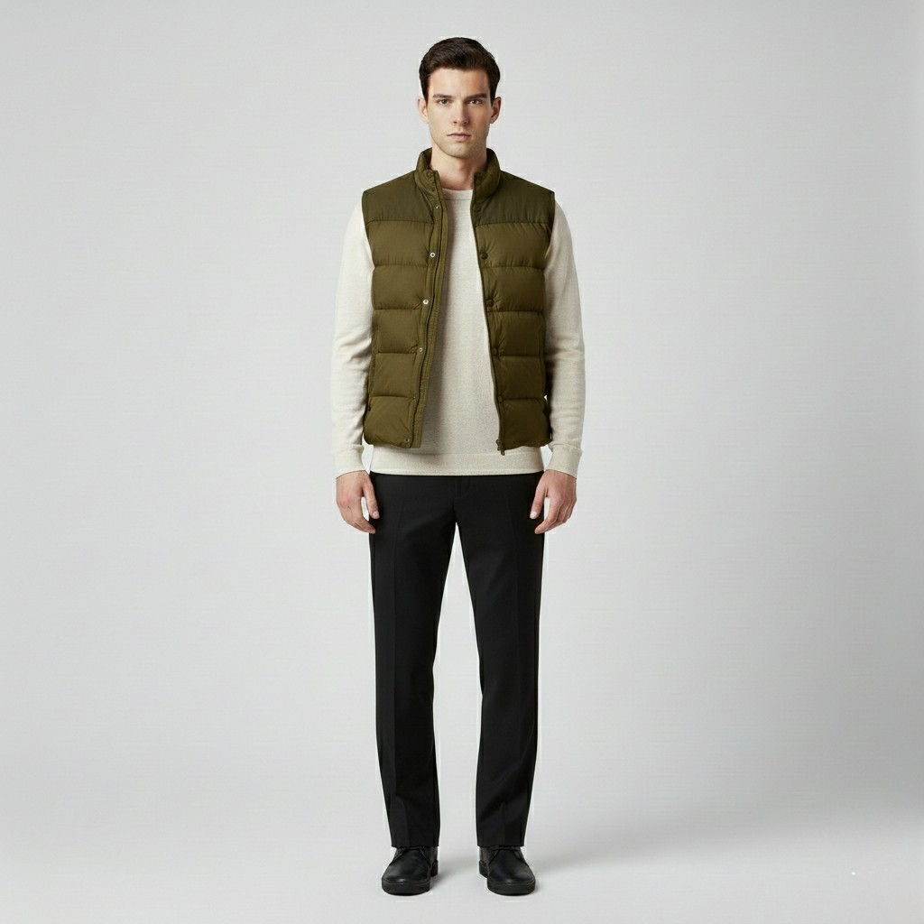 Gilet con trapuntatura senza maniche da uomo