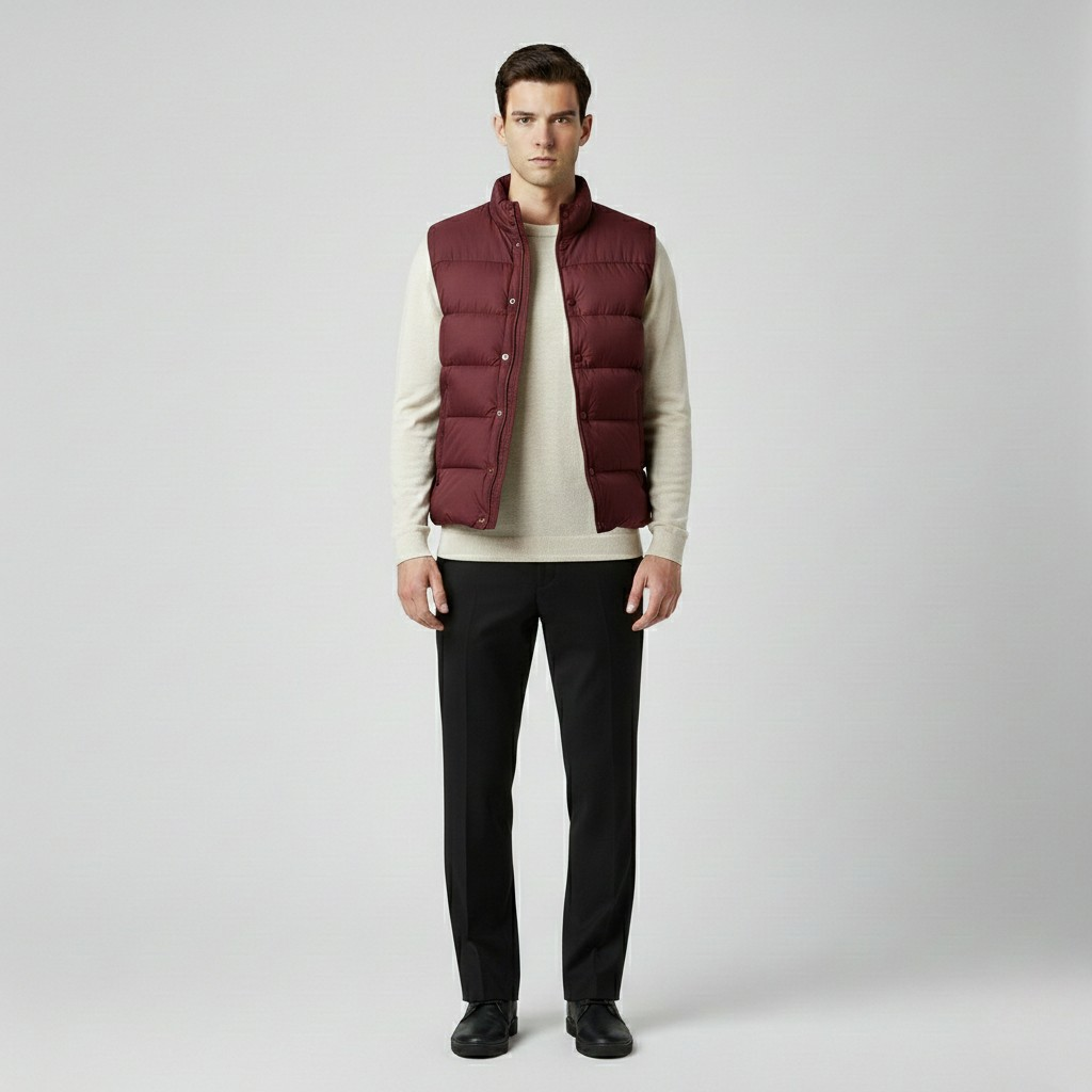 Gilet con trapuntatura senza maniche da uomo