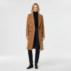 Cappotto doppiopetto con taglio lungo da donna